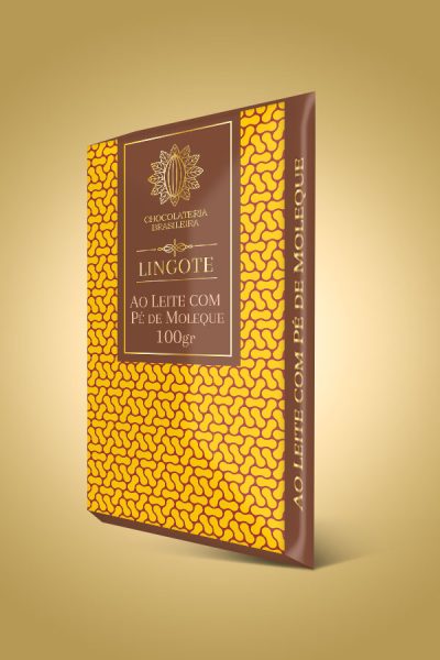 lingote_pe_de_moleque_100g-v03 lingote: barra de chocolate ao leite com recheio de pé de moleque - Chocolateria Brasileira